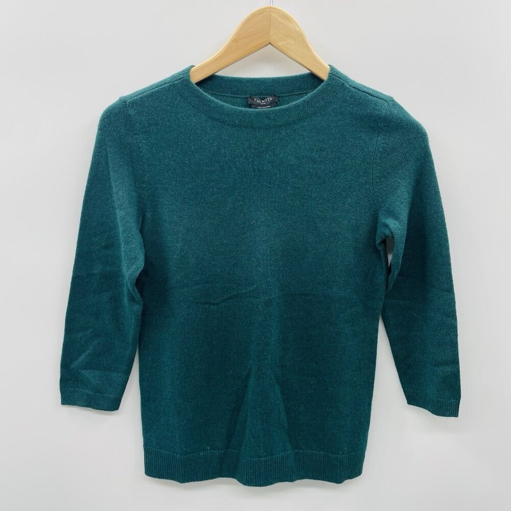 Talbots Petite Womens Size‎ P Cashmere 3/4 Sleeve Crew Neck Sweater $159 2528